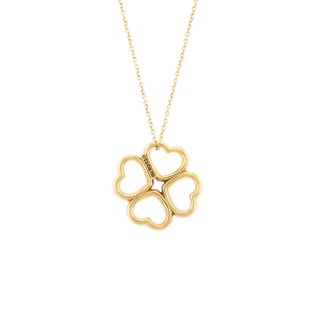 Heart Clover Pendant Necklace 18K Yellow Gold
