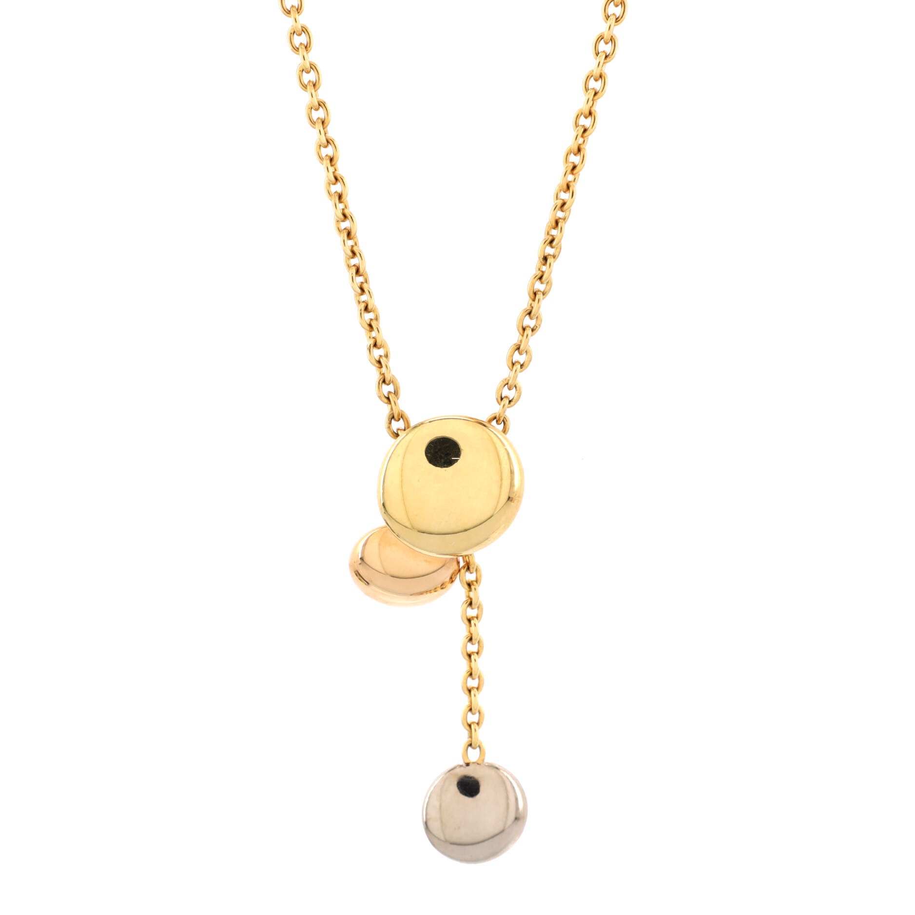 Sweet Trinity Drop Pendant Necklace 18K Tricolor Gold