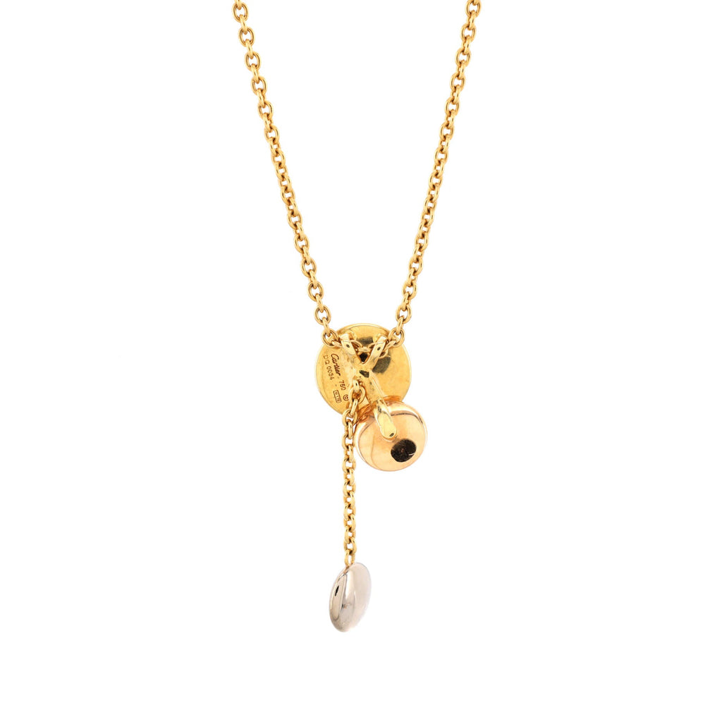 Sweet Trinity Drop Pendant Necklace 18K Tricolor Gold