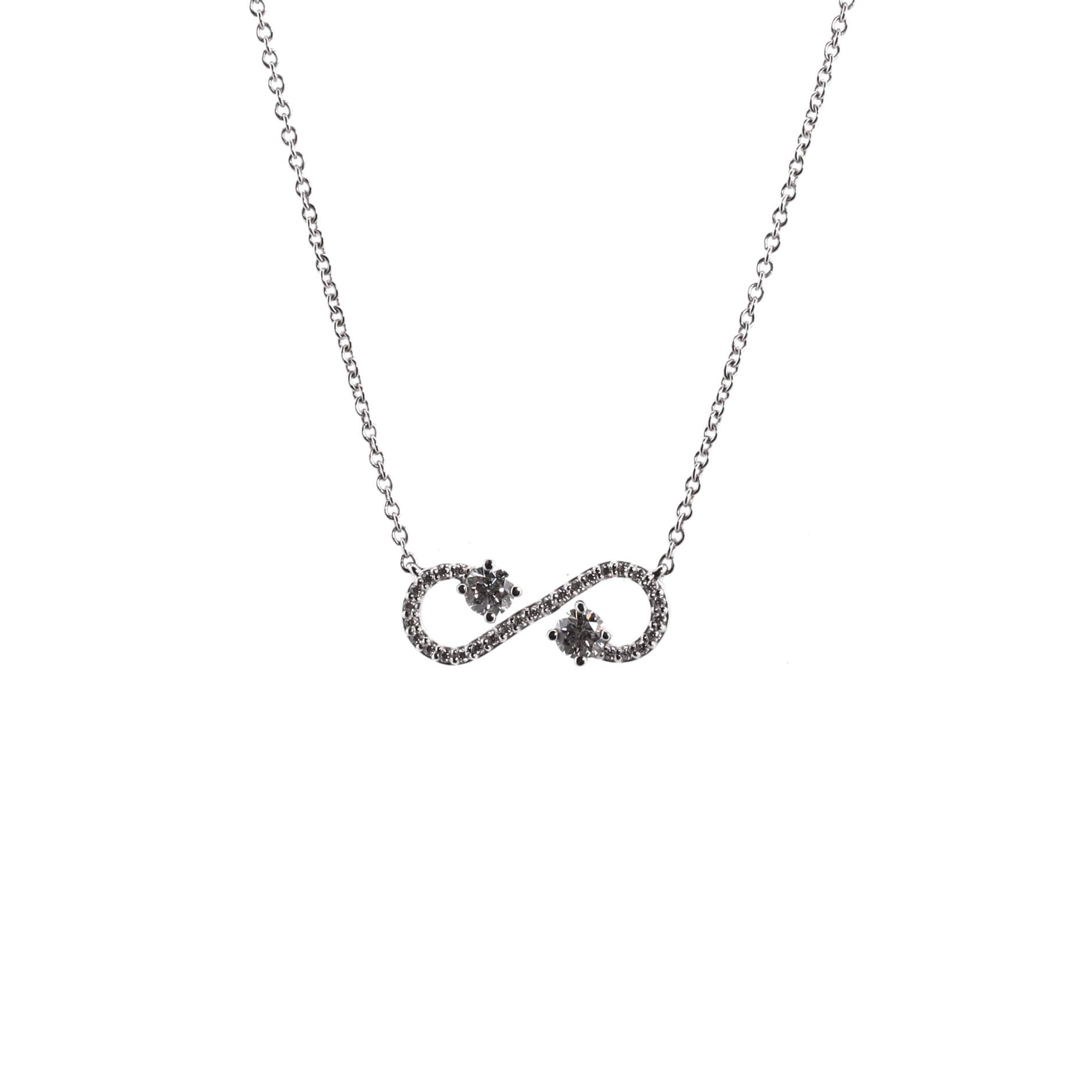 Enchant Scroll Pendant Necklace Platinum with Diamonds
