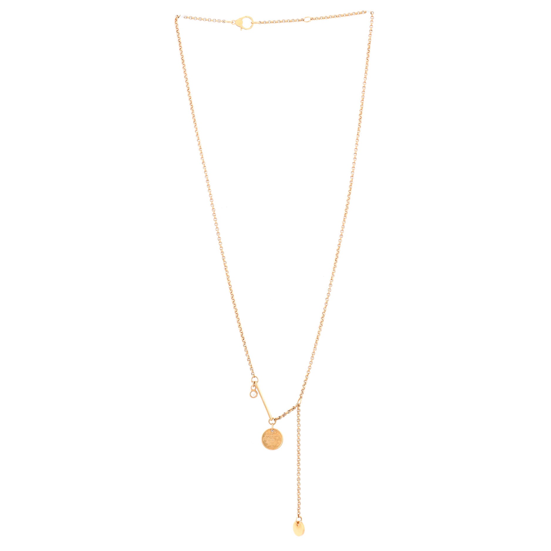 Ex-Libris Pendant Necklace 18K Rose Gold with Diamond Very Small