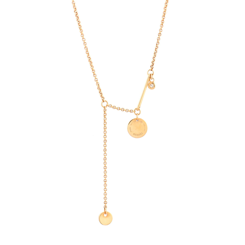 Ex-Libris Pendant Necklace 18K Rose Gold with Diamond Very Small