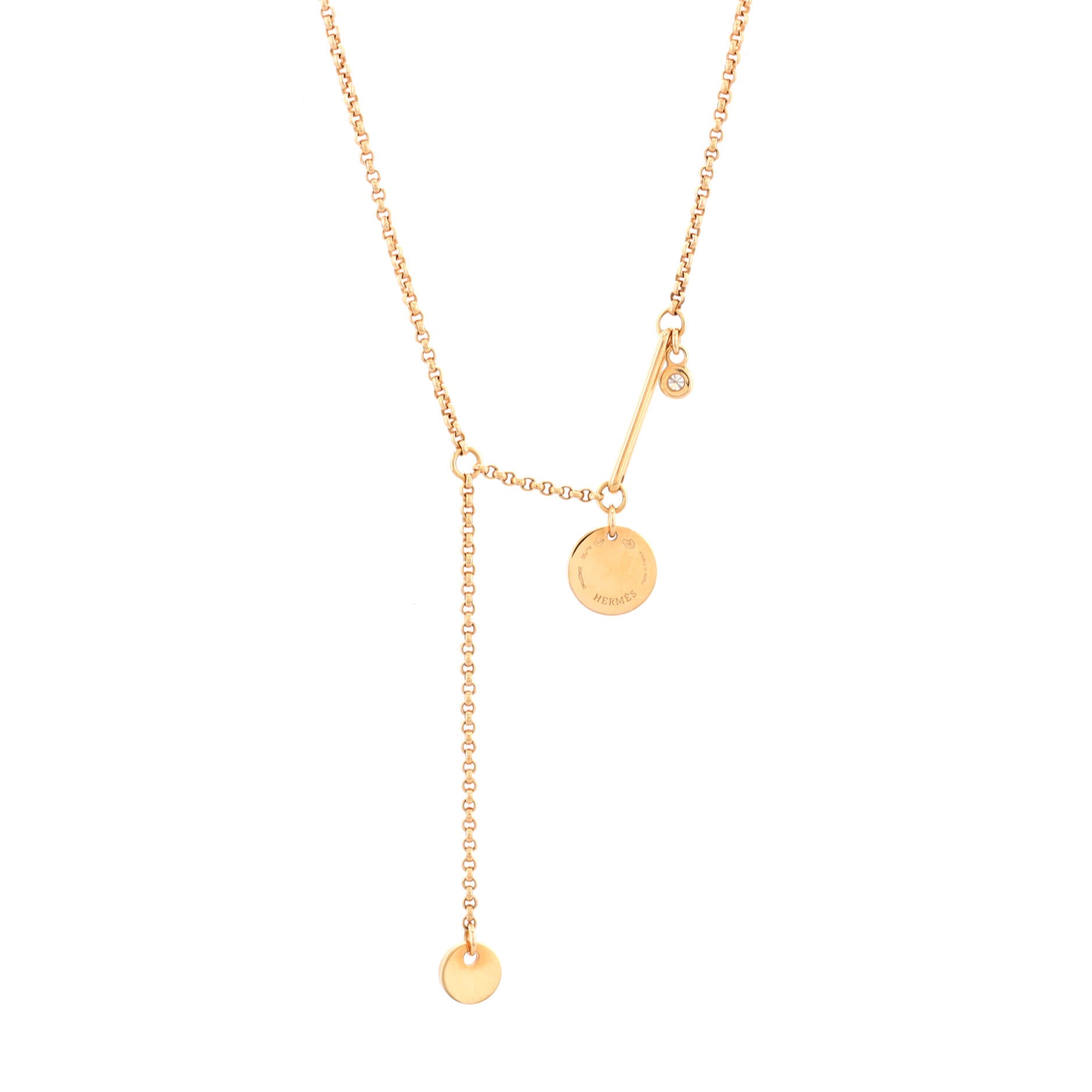 Ex-Libris Pendant Necklace 18K Rose Gold with Diamond Very Small