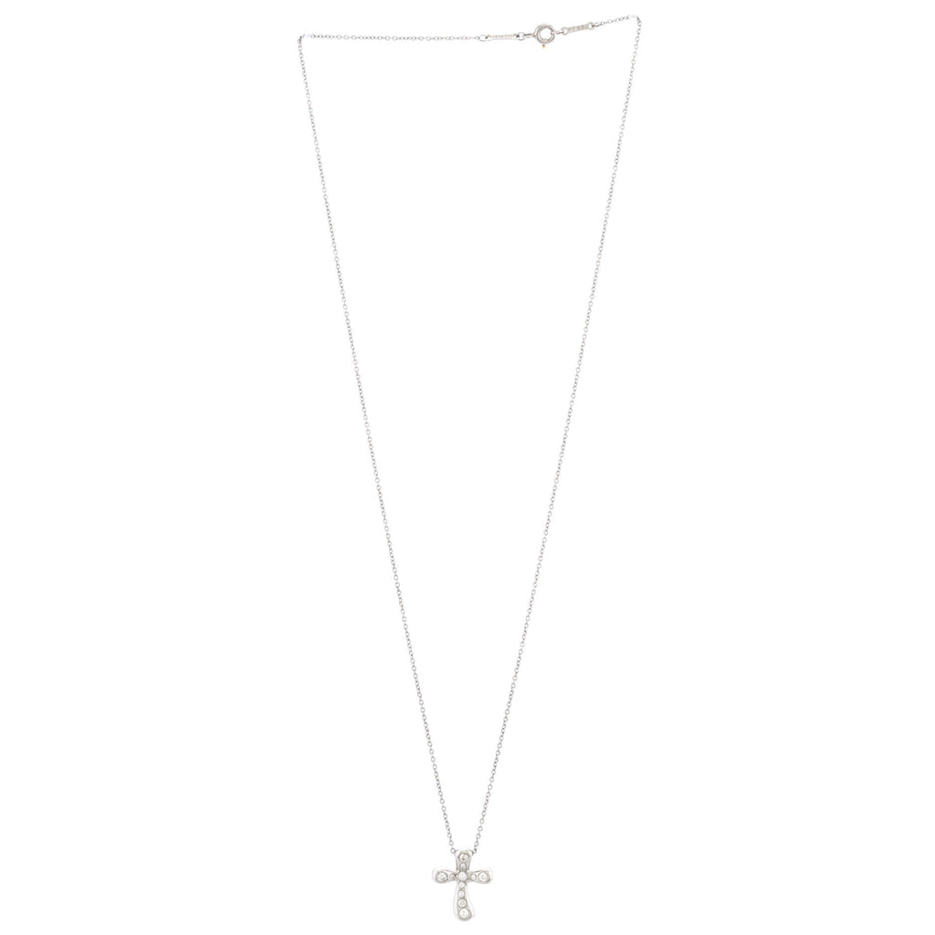 Elsa Peretti Cross Pendant Necklace Platinum and Diamonds Large