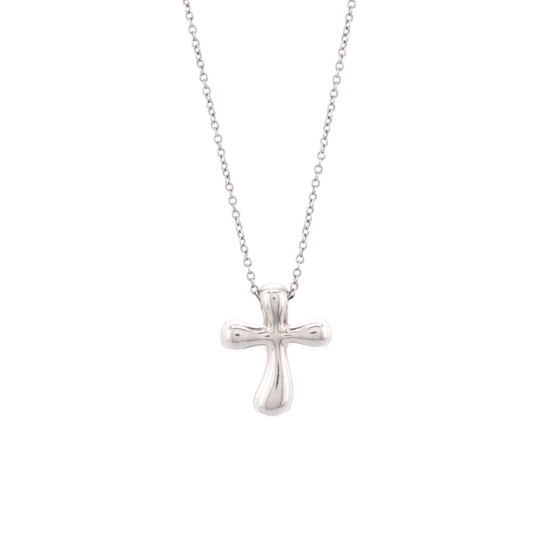 Elsa Peretti Cross Pendant Necklace Platinum and Diamonds Large