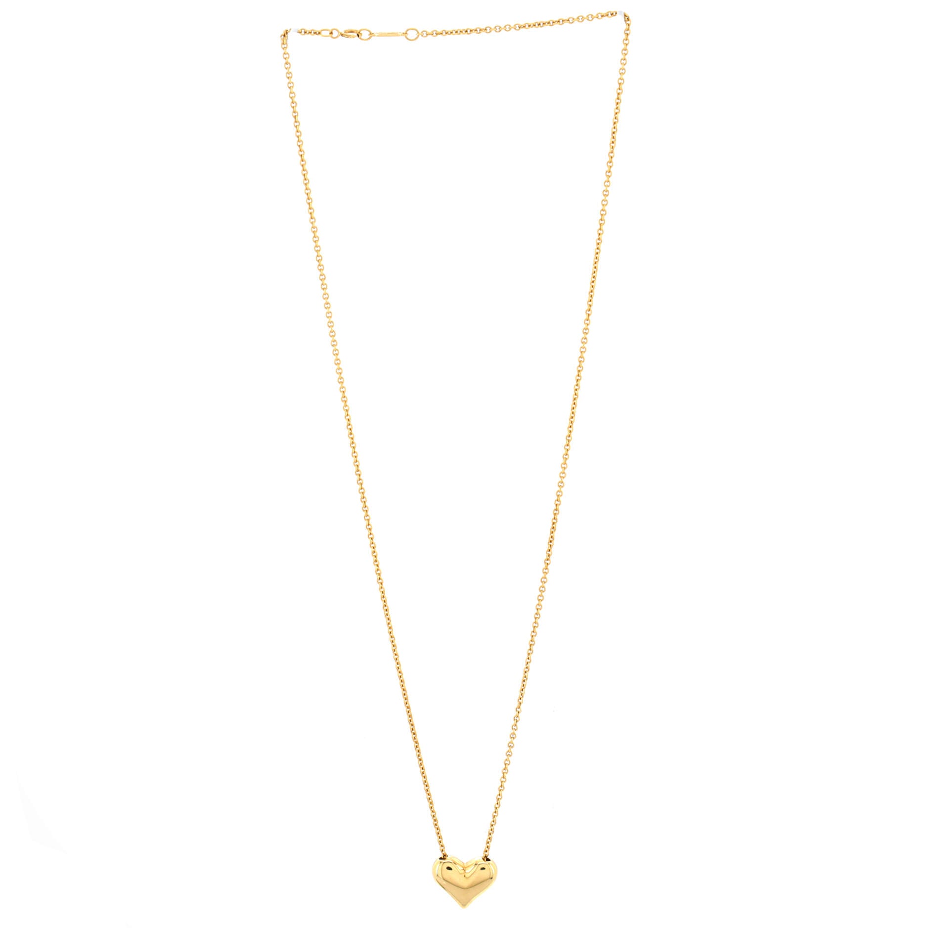 Puff Heart Pendant Necklace 18K Yellow Gold Large