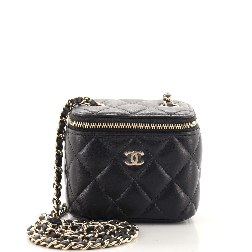 Classic Vanity Case with Chain Quilted Lambskin Mini