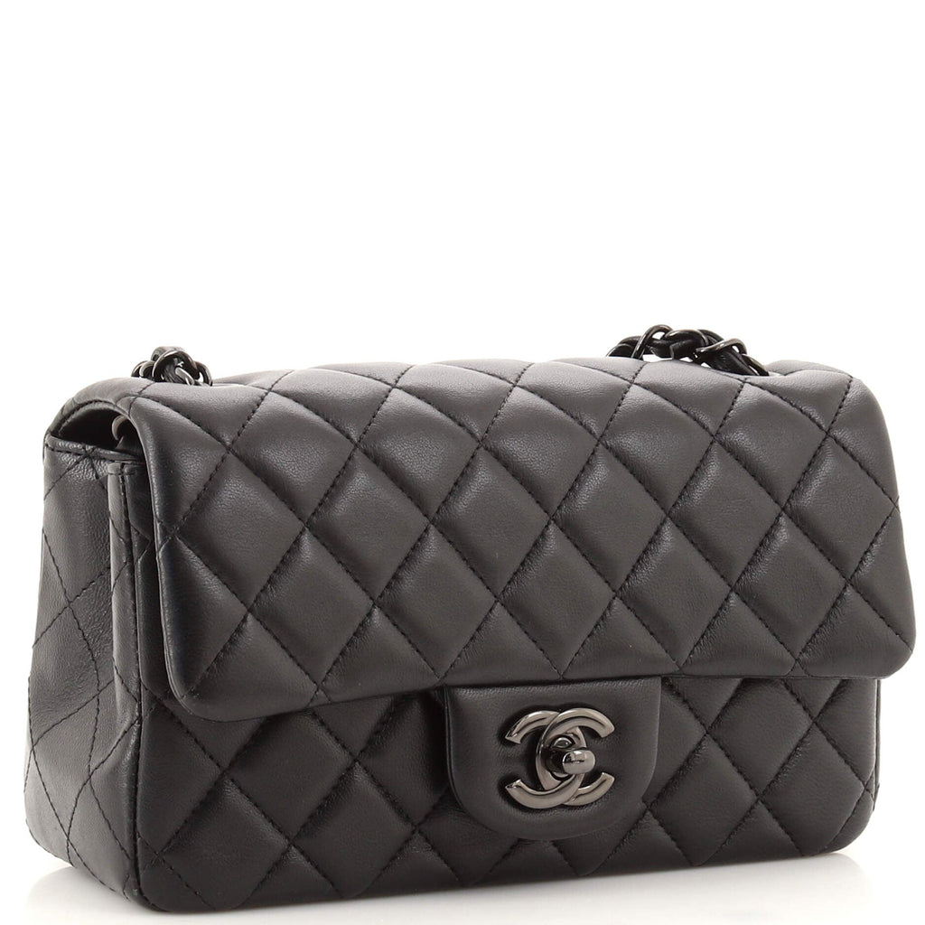 So Black Classic Single Flap Bag Quilted Lambskin Mini