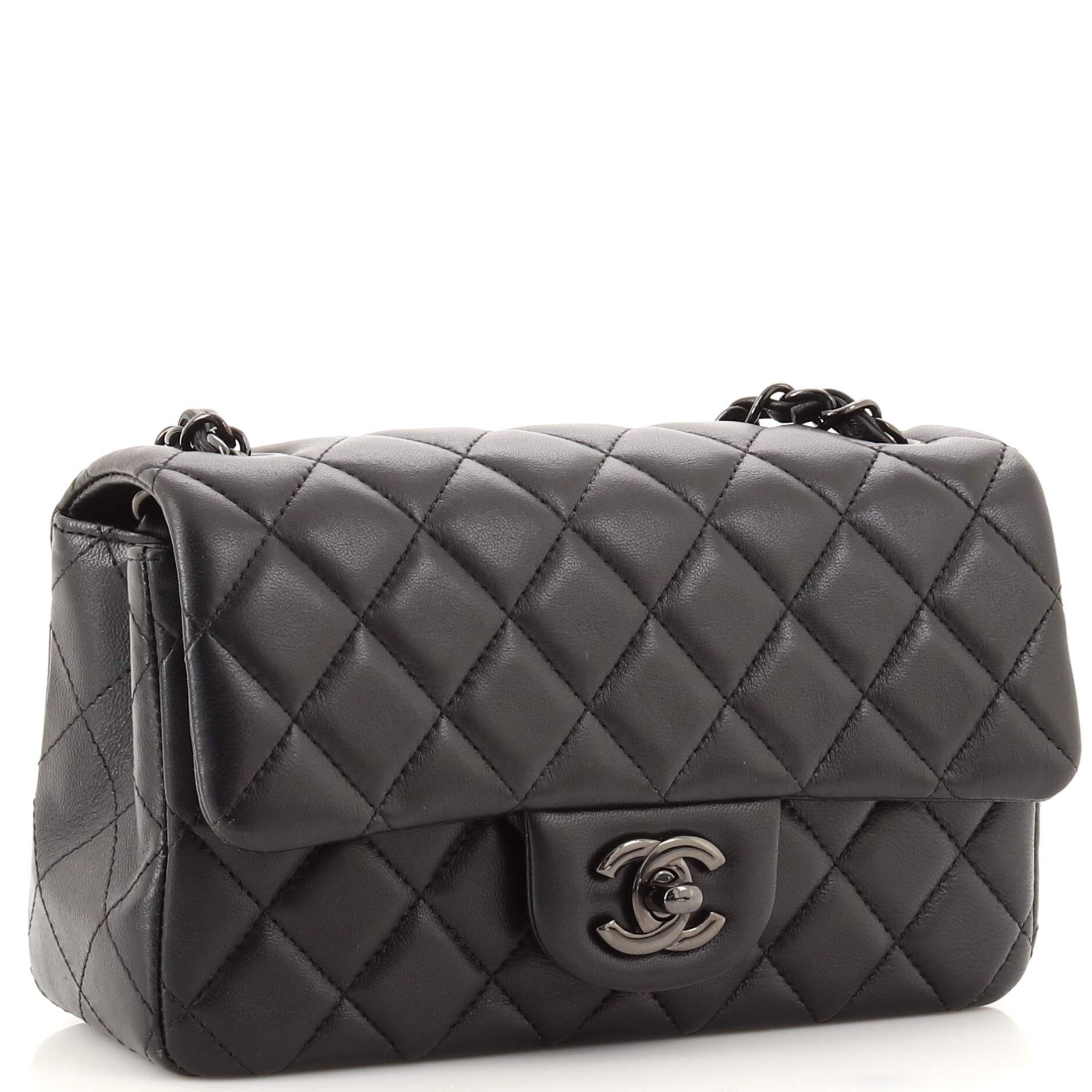 So Black Classic Single Flap Bag Quilted Lambskin Mini