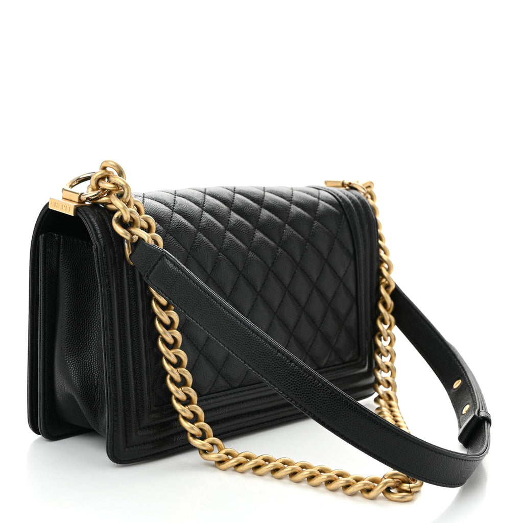 Caviar Quilted Medium Boy Flap Black