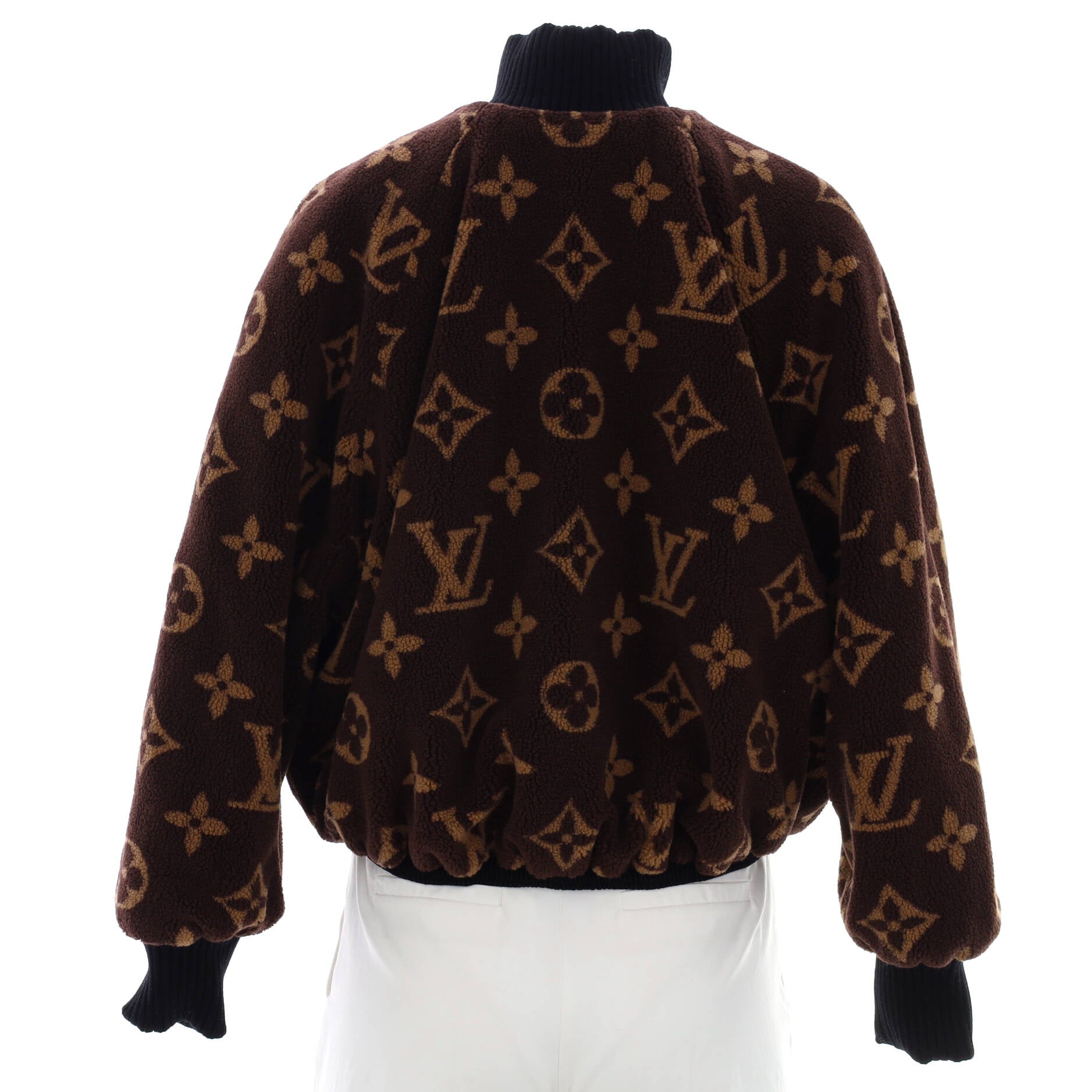 Women's Reversible Cocoon Bomber Jacket Monogram Fleece