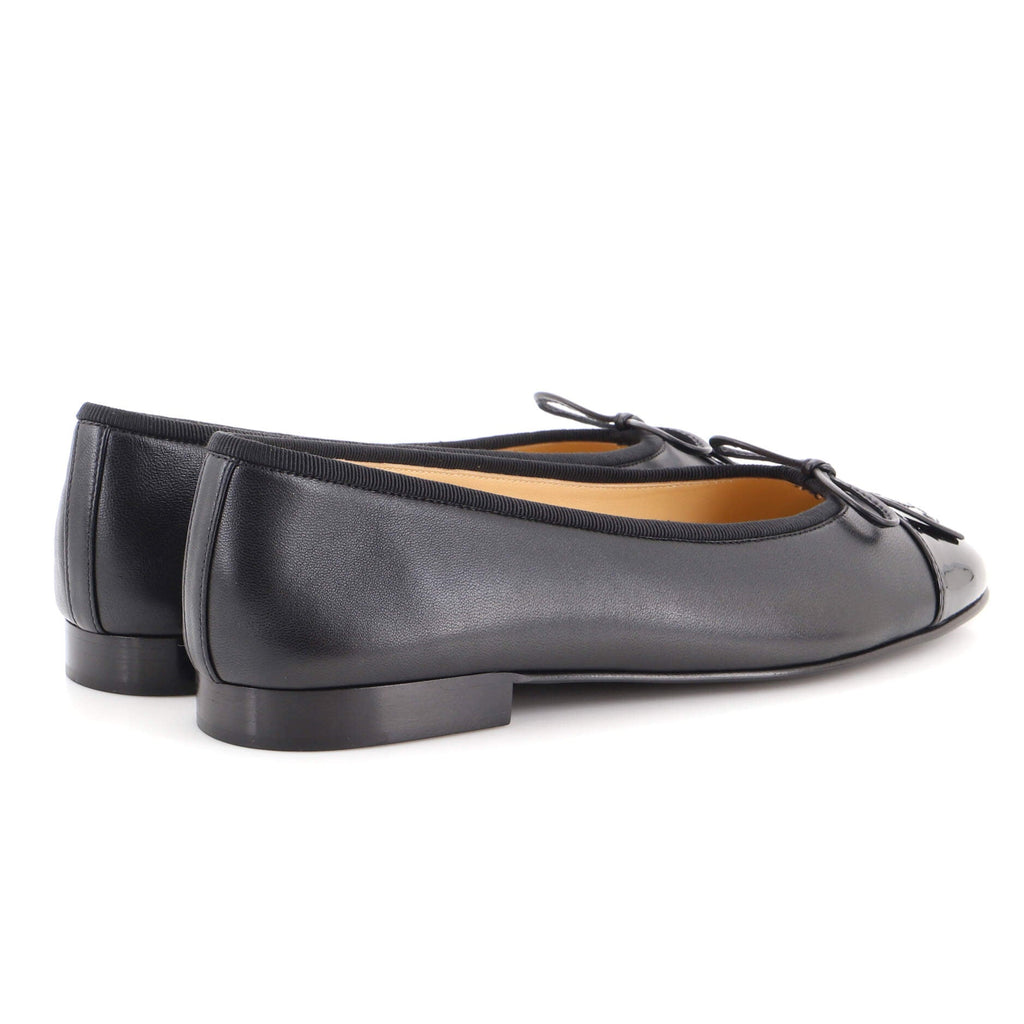 Women's CC Cap Toe Bow Ballerina Flats Leather and Patent