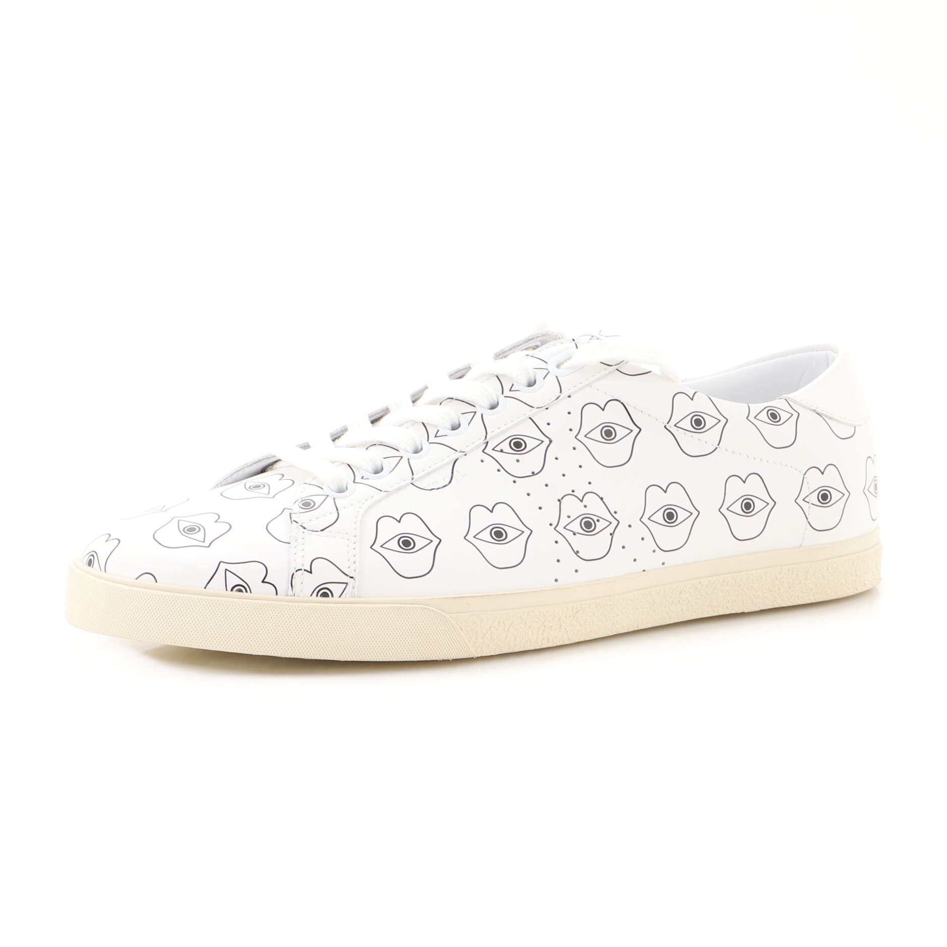 Men's Triomphe Lace Up Low-Top Sneakers Printed Leather