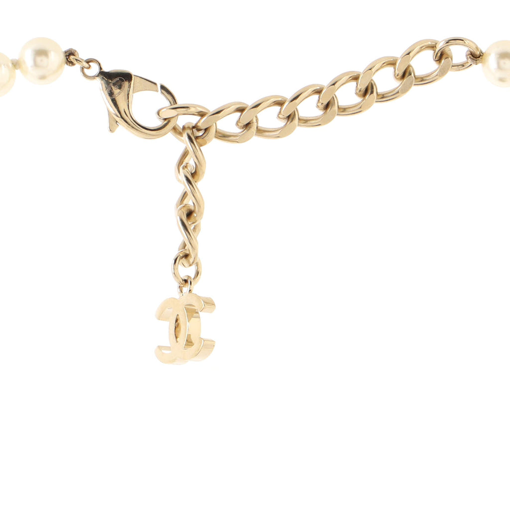 Pharrell CC Necklace Faux Pearls with Crystal Embellished Metal