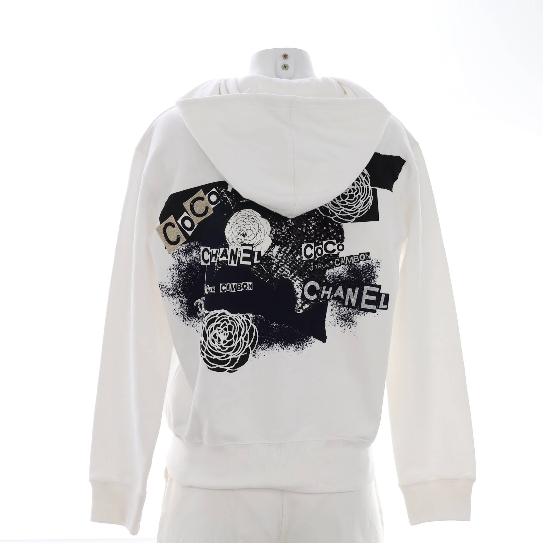 Women's Coco Chanel Zip Up Hoodie Embellished Cotton