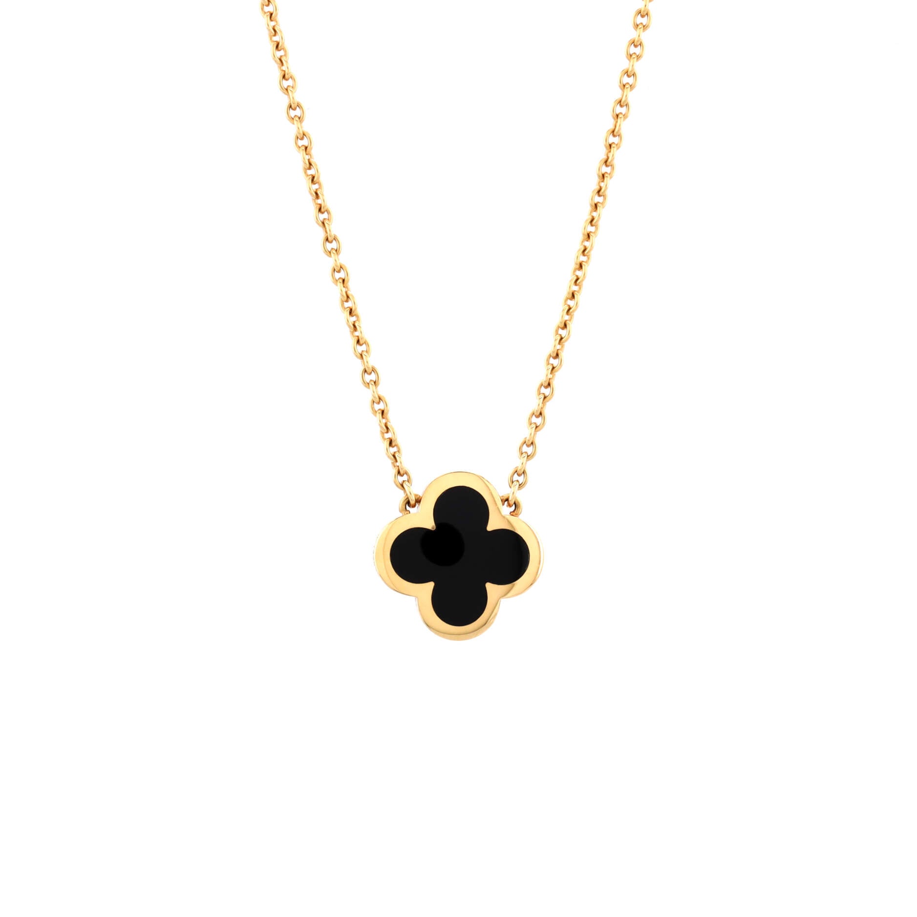 Pure Alhambra Pendant Necklace Yellow Gold and Onyx