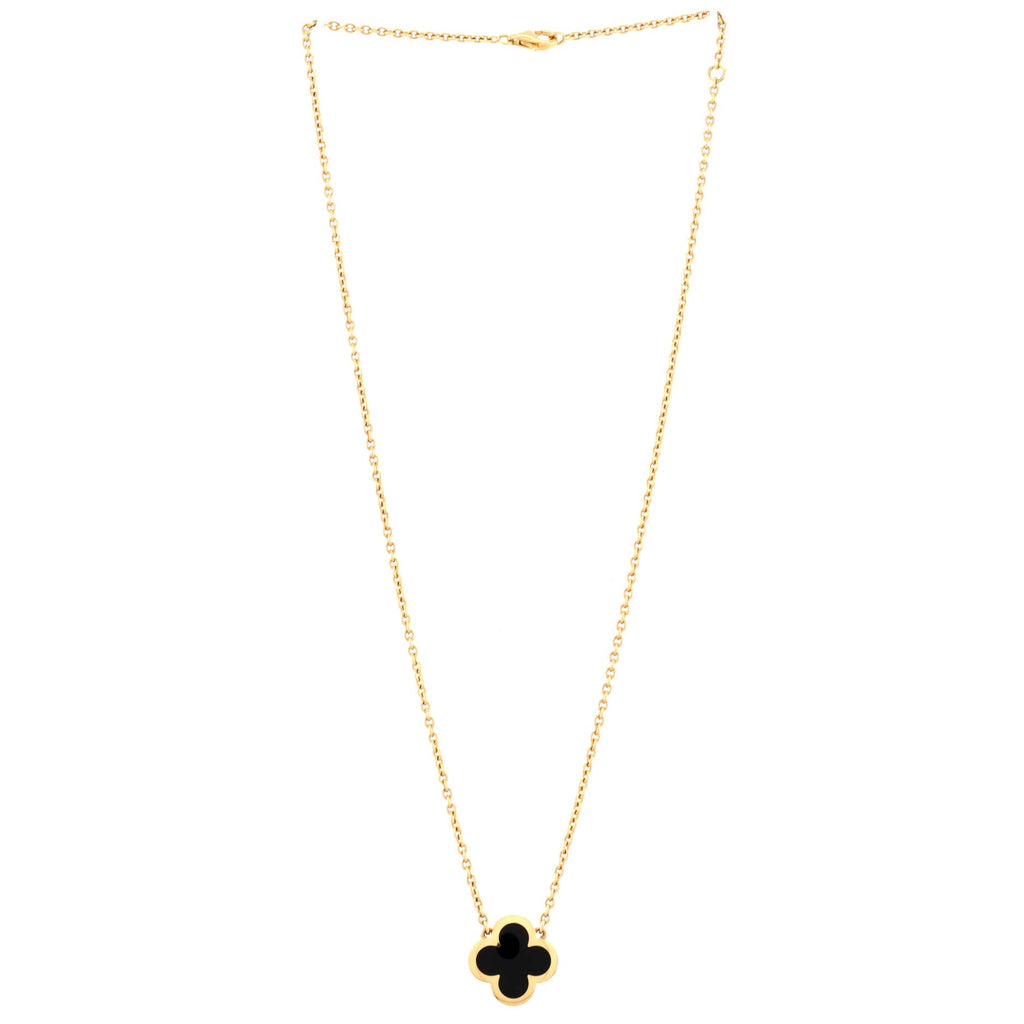 Pure Alhambra Pendant Necklace Yellow Gold and Onyx