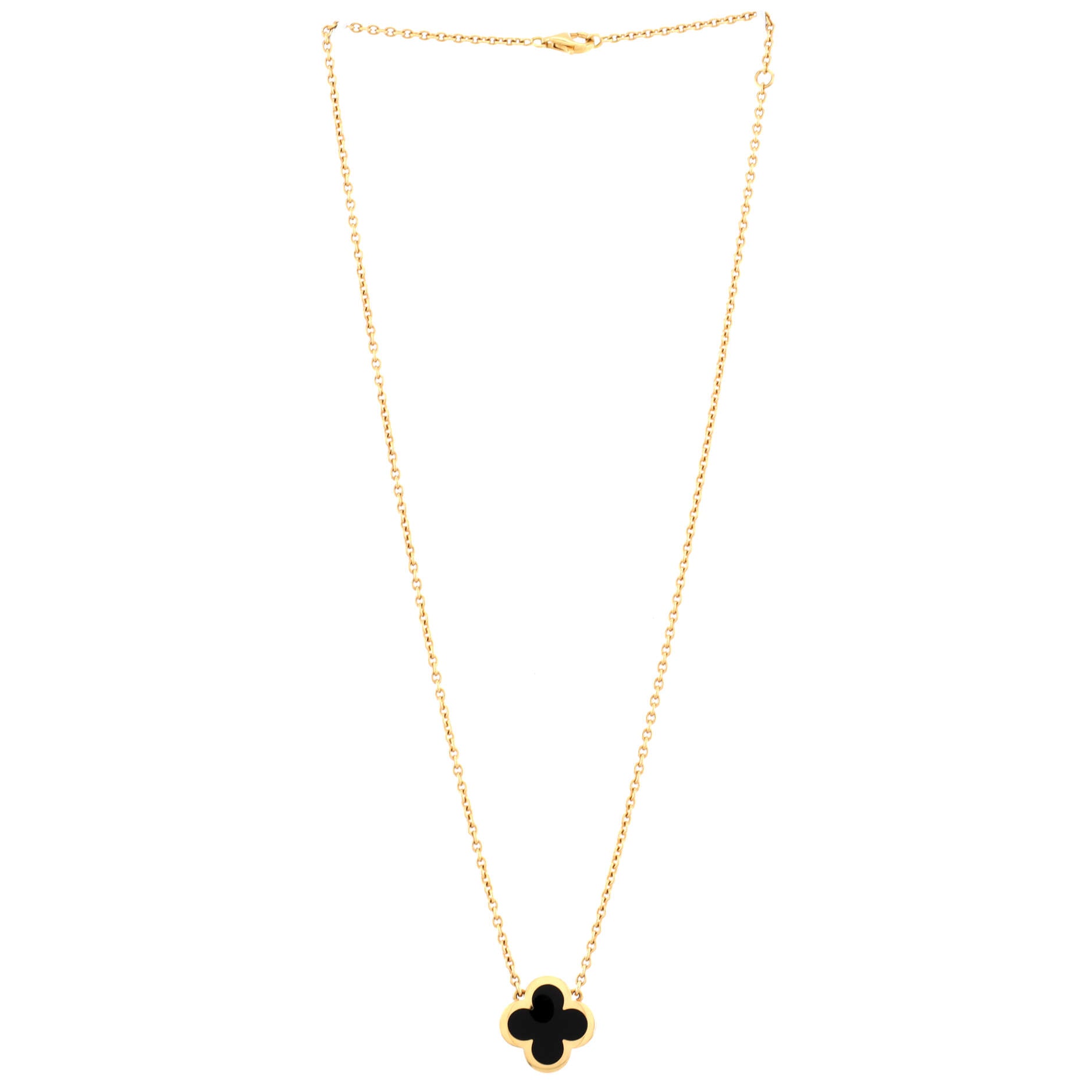Pure Alhambra Pendant Necklace Yellow Gold and Onyx
