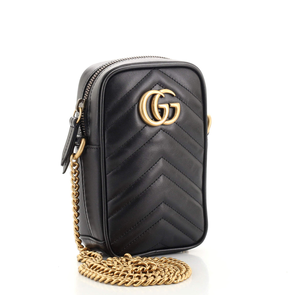 GG Marmont Vertical Phone Crossbody Bag Matelasse Leather Mini