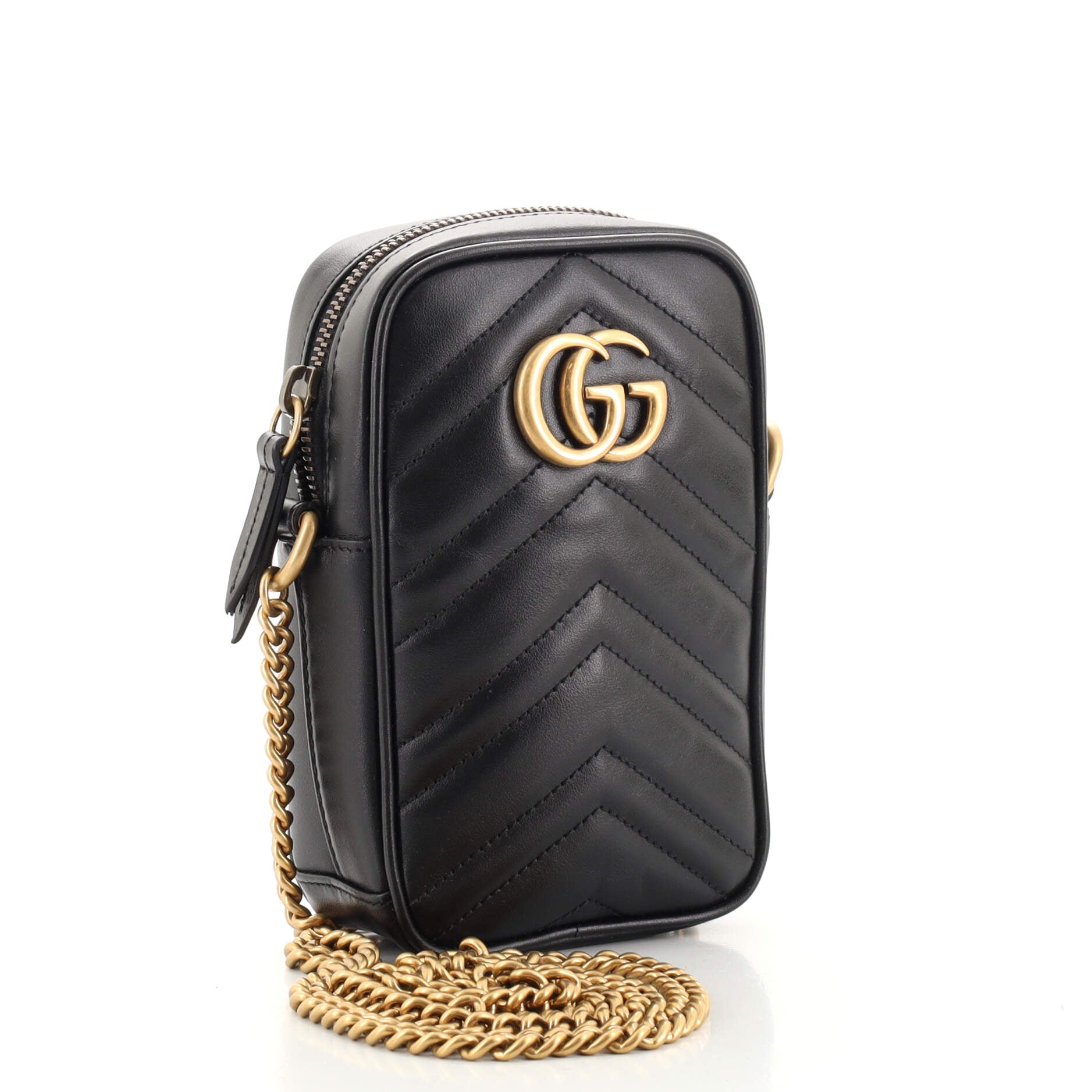 GG Marmont Vertical Phone Crossbody Bag Matelasse Leather Mini