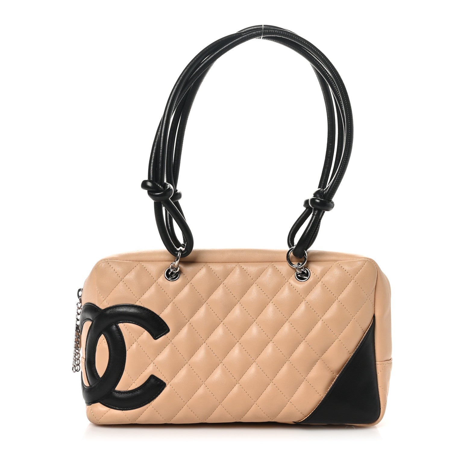 Calfskin Quilted Large Cambon Bowler Beige Black