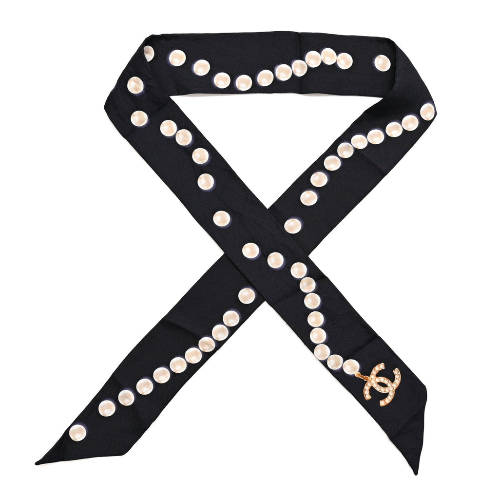 Silk Pearl CC Slim Bandeau Scarf Dark Navy