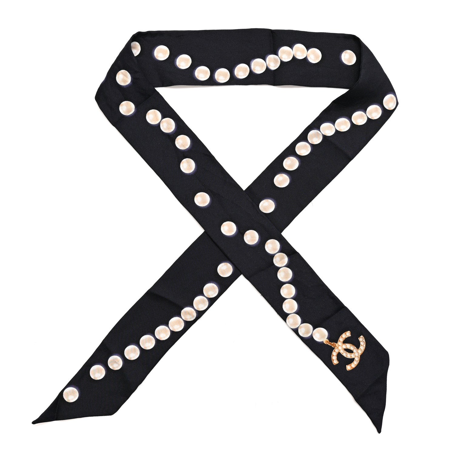 Silk Pearl CC Slim Bandeau Scarf Dark Navy