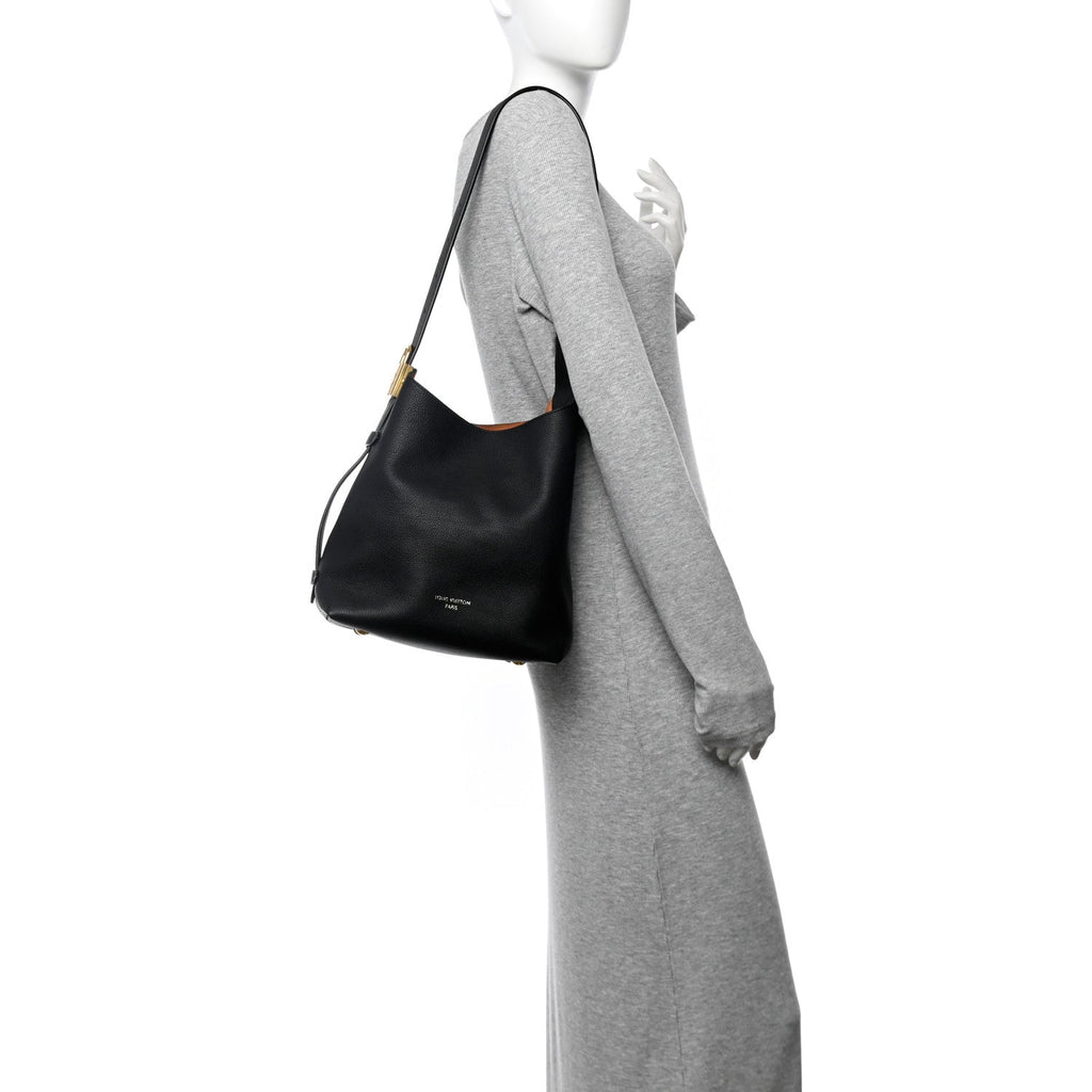 Grained Calfskin Low Key Hobo PM Black