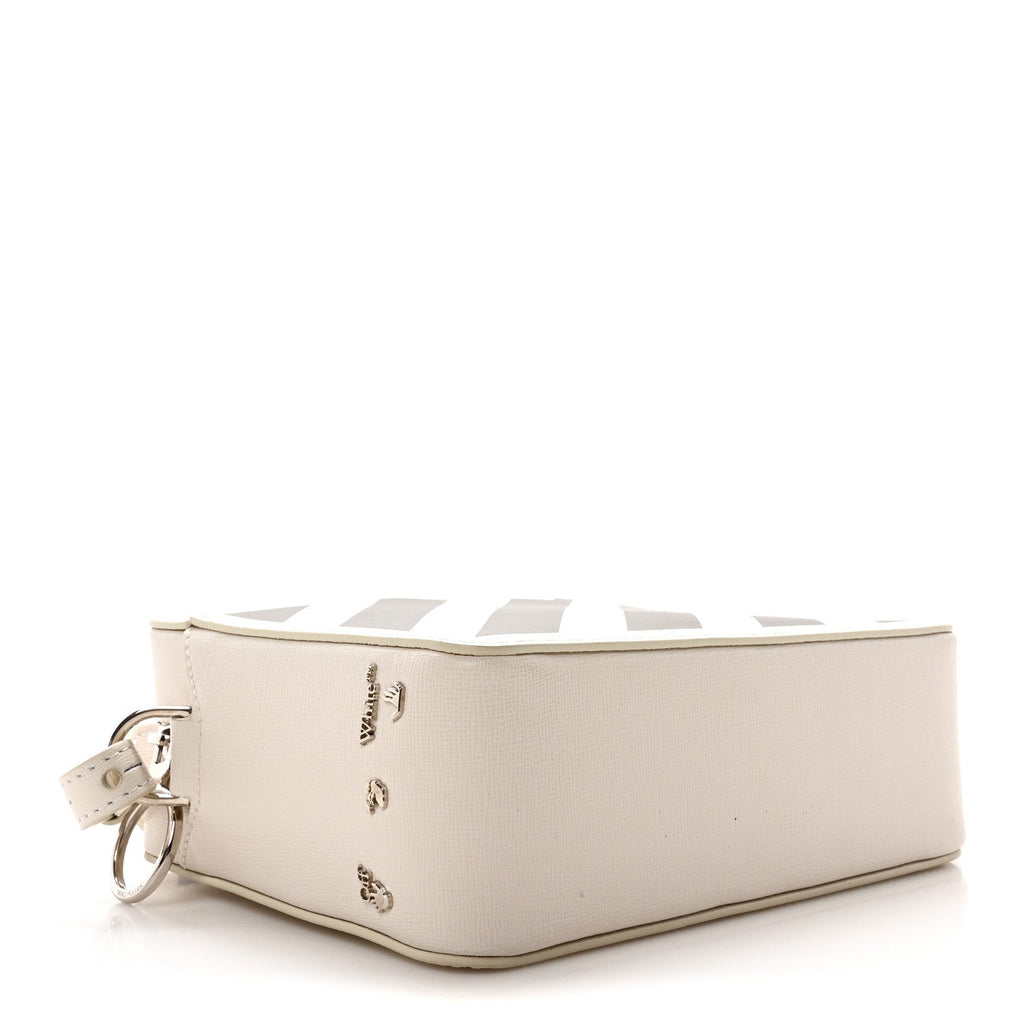 Saffiano Striped Binder Clip Camera Bag White Black Indus