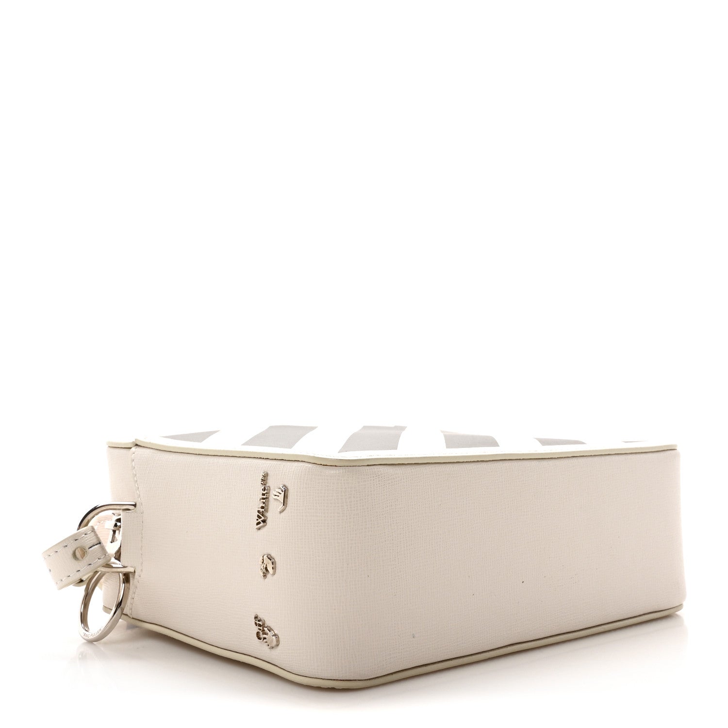 Saffiano Striped Binder Clip Camera Bag White Black Indus