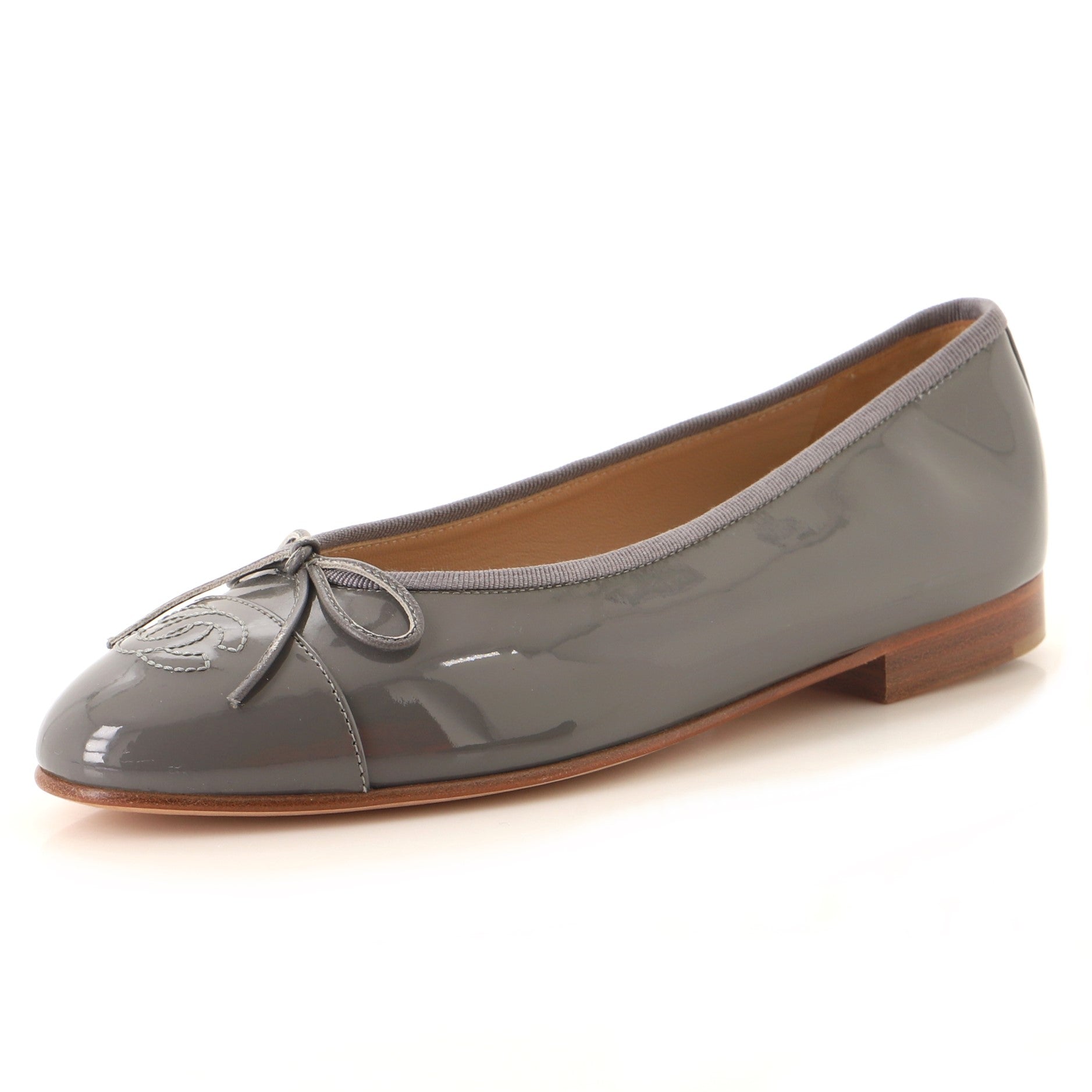 Women's CC Cap Toe Bow Ballerina Flats Patent