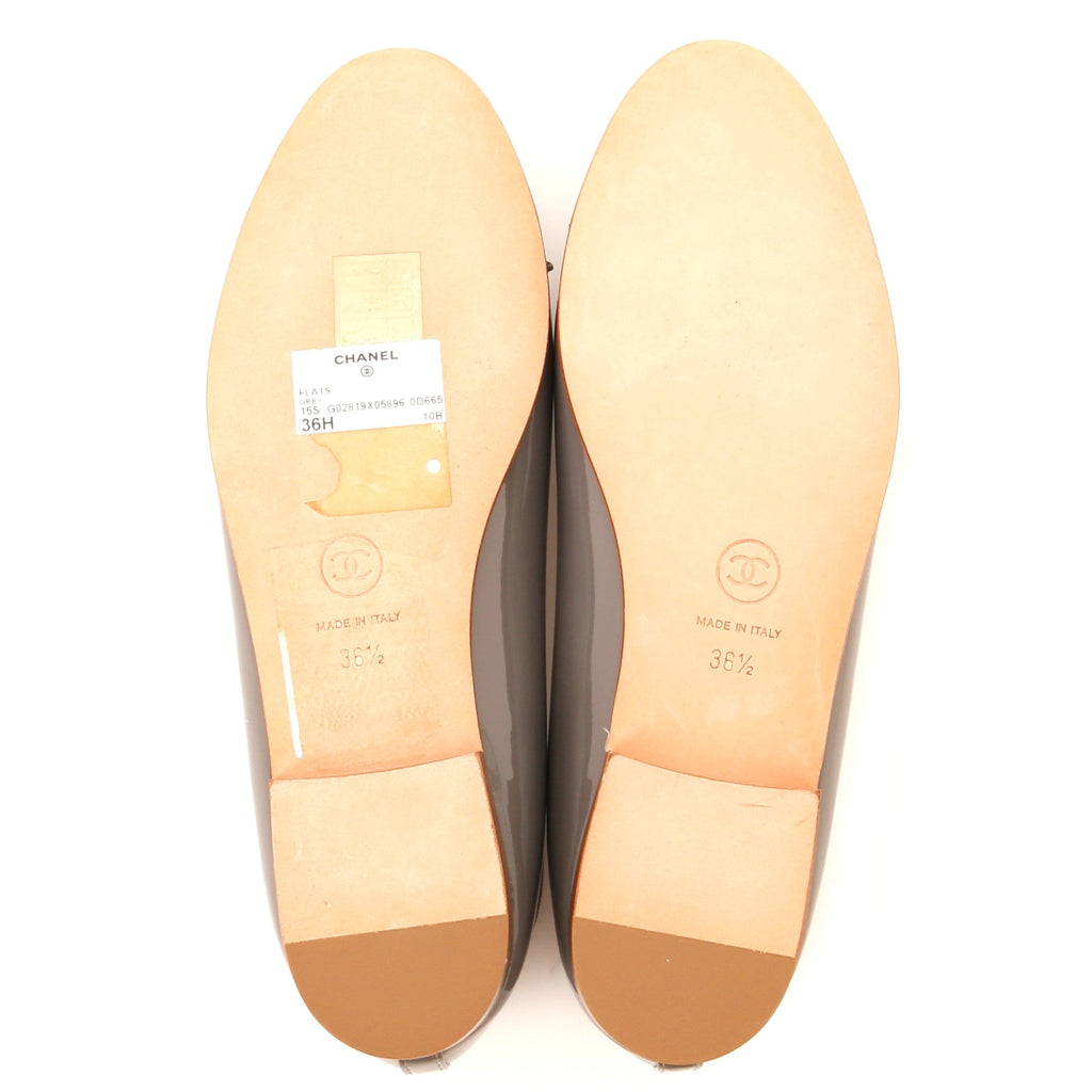 Women's CC Cap Toe Bow Ballerina Flats Patent
