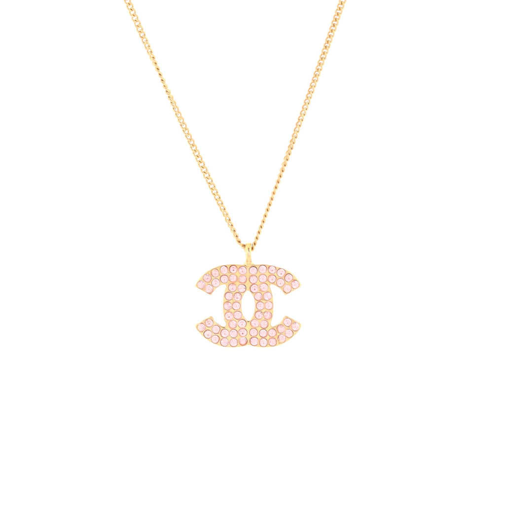 CC Pendant Necklace Metal with Crystals