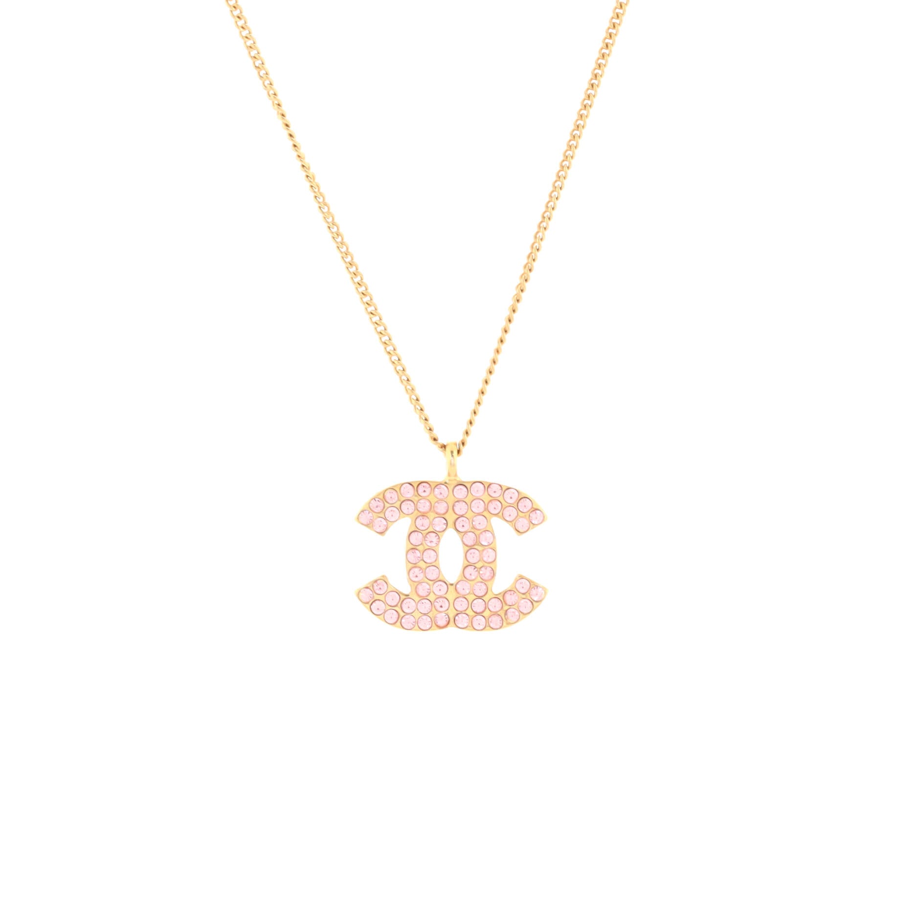 CC Pendant Necklace Metal with Crystals