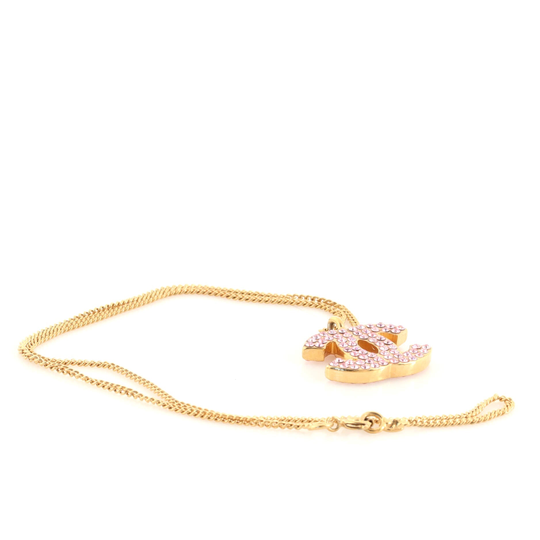CC Pendant Necklace Metal with Crystals