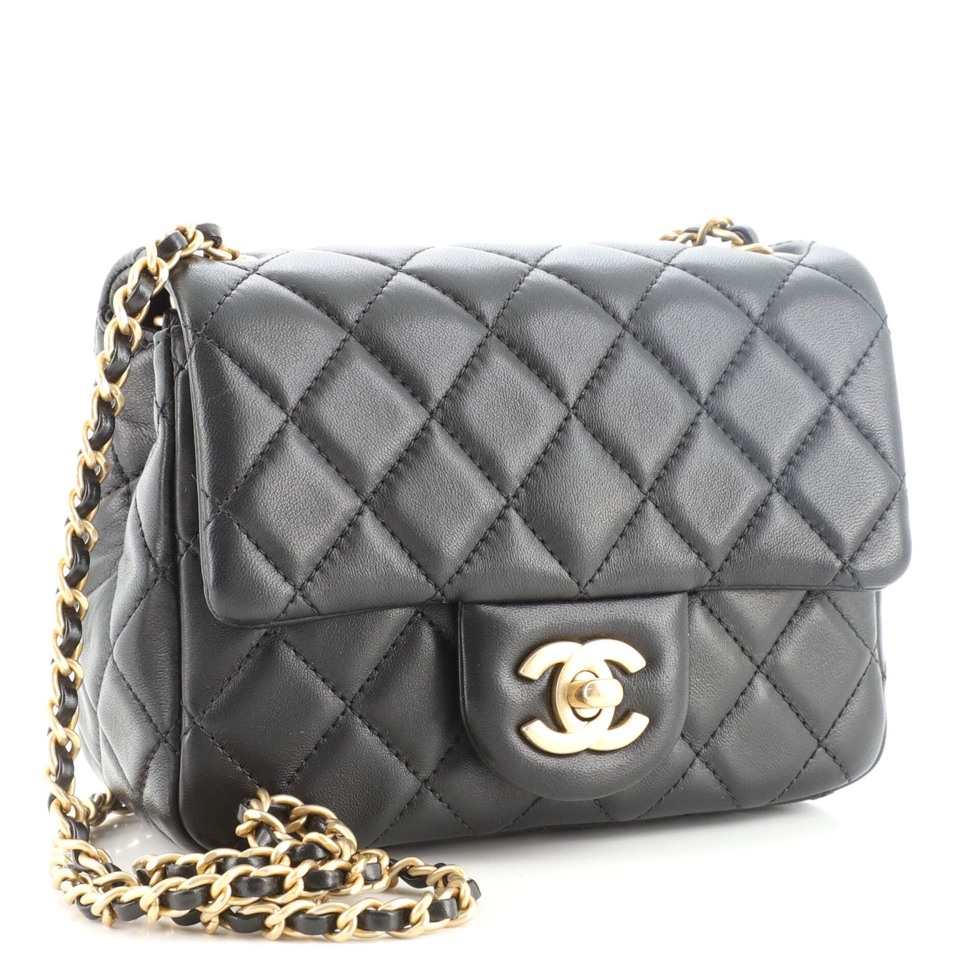 Pearl Crush Square Flap Bag Quilted Lambskin Mini