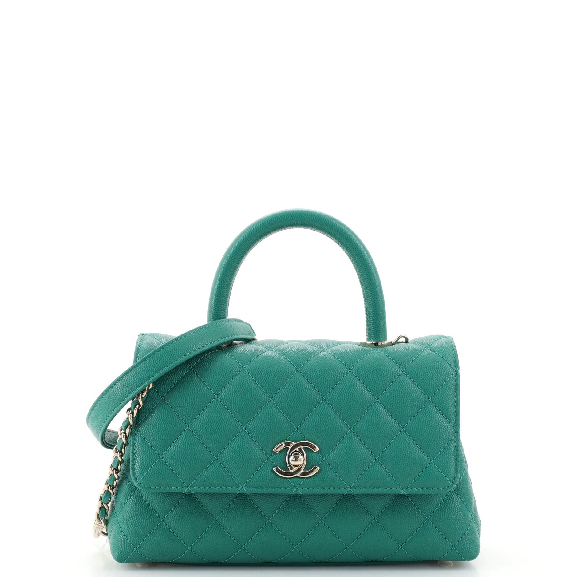 Coco Top Handle Bag Quilted Caviar Mini
