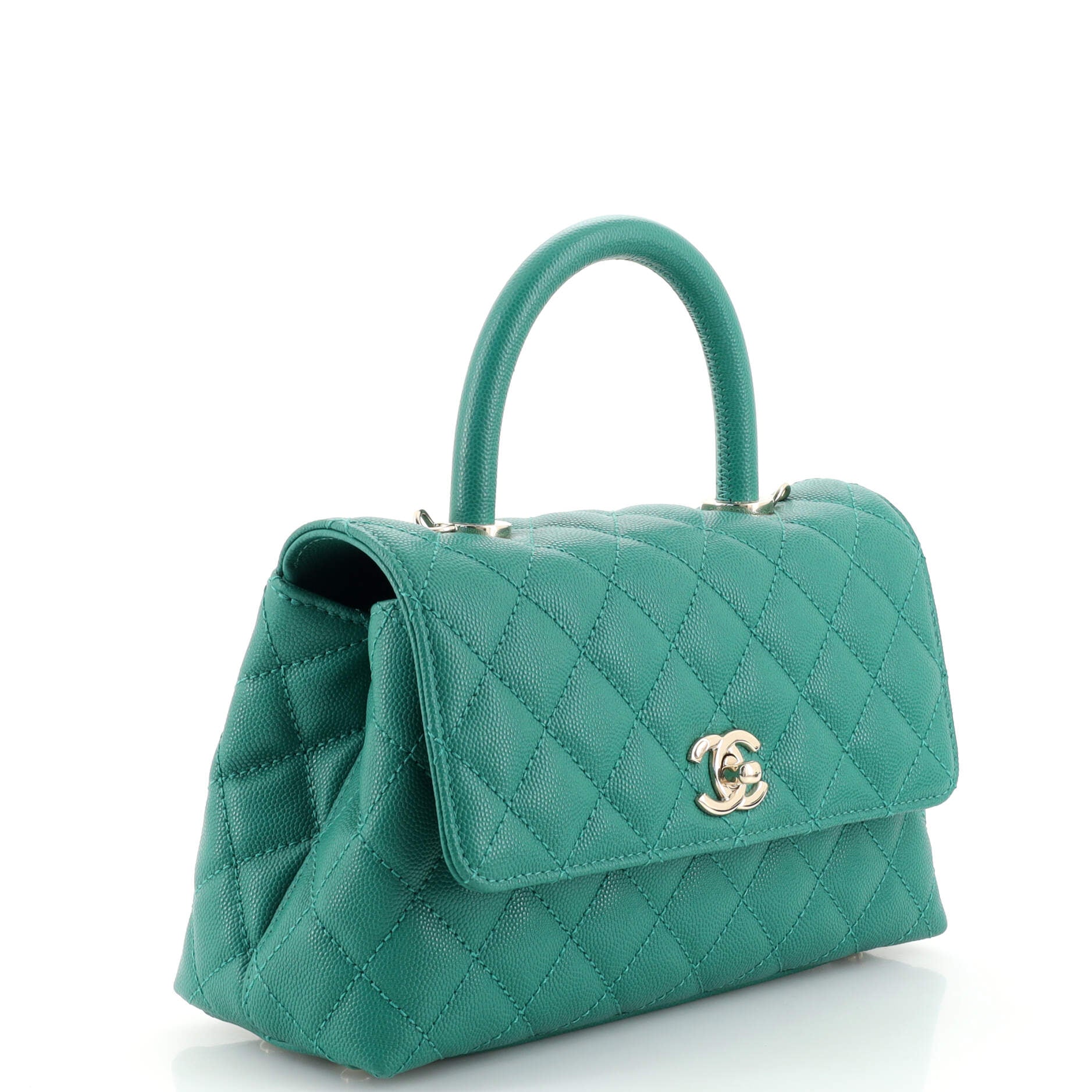 Coco Top Handle Bag Quilted Caviar Mini