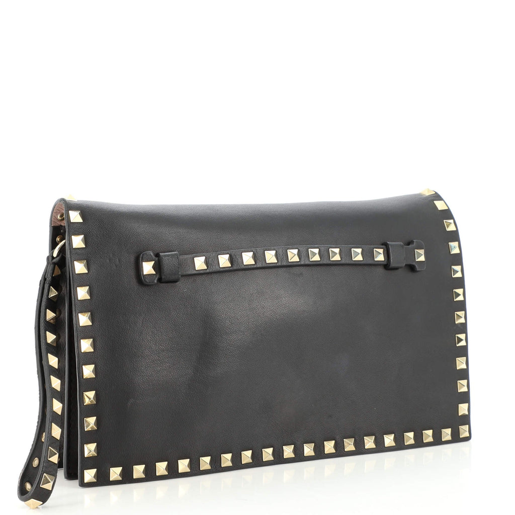 Rockstud Flap Clutch Leather