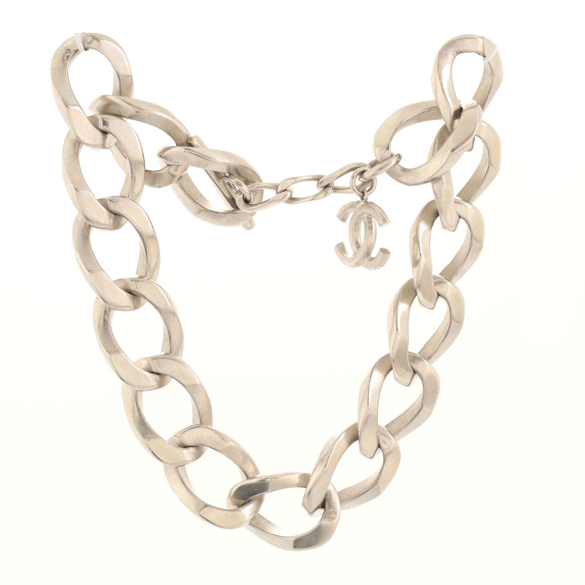 CC Chunky Chain Link Choker Necklace Metal
