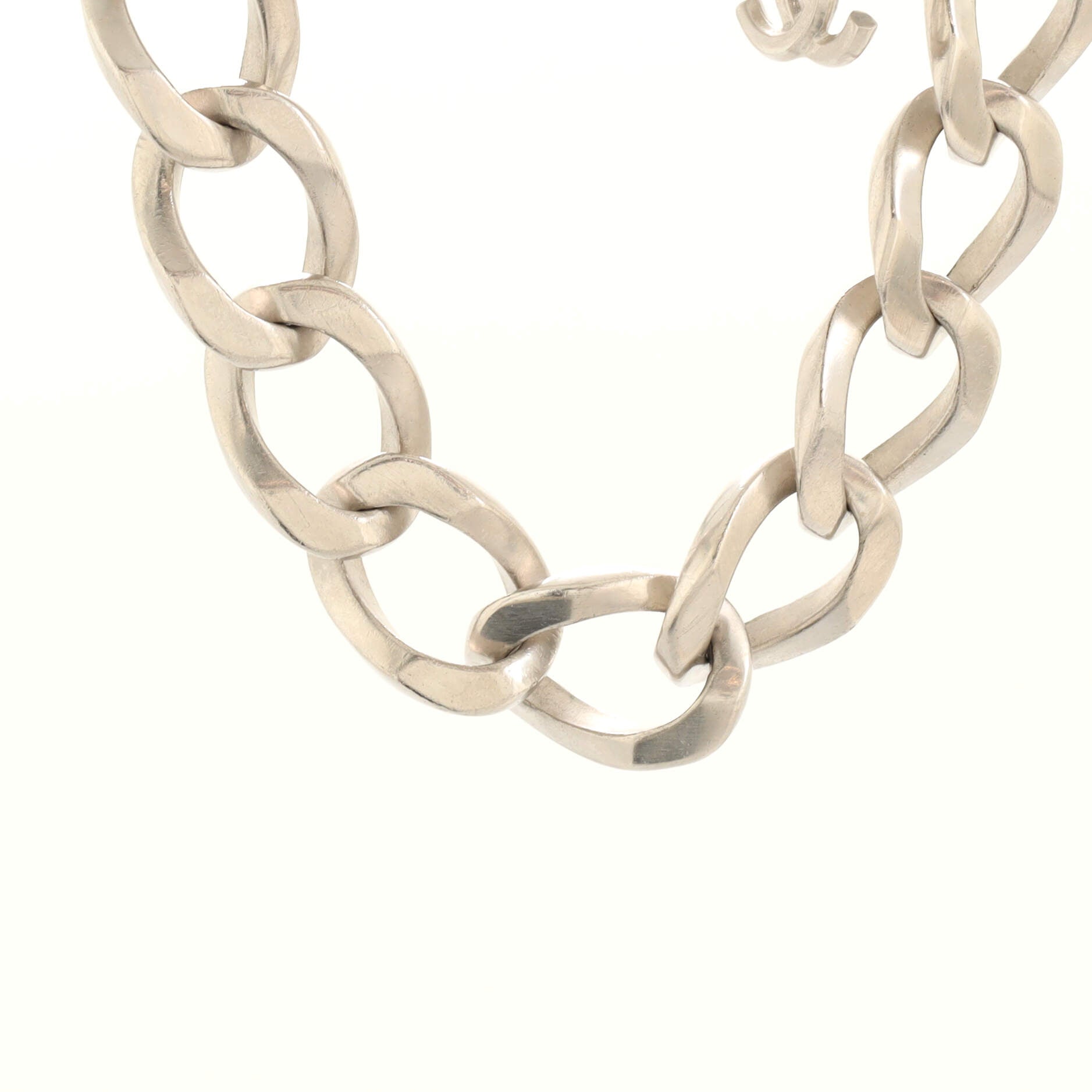 CC Chunky Chain Link Choker Necklace Metal
