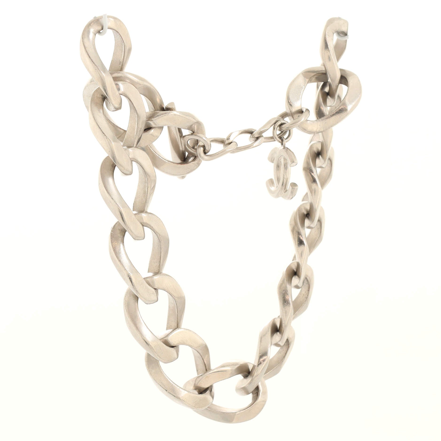 CC Chunky Chain Link Choker Necklace Metal