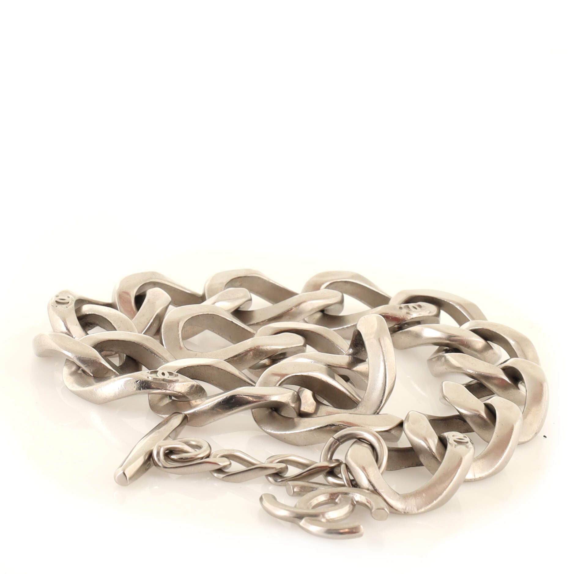 CC Chunky Chain Link Choker Necklace Metal