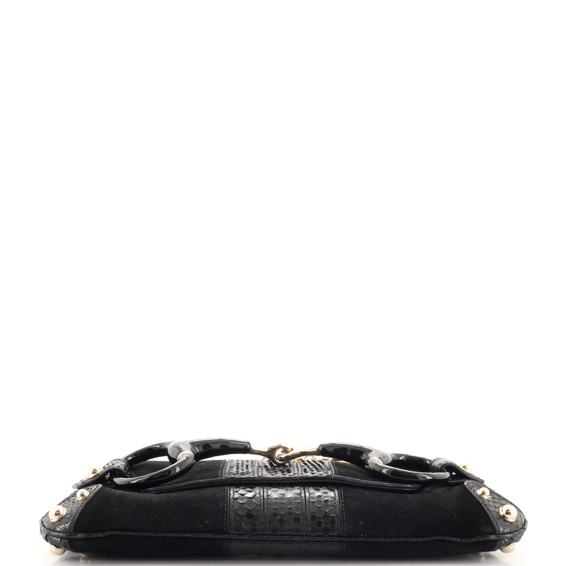 Horsebit Chain Clutch Suede with Snakeskin Medium
