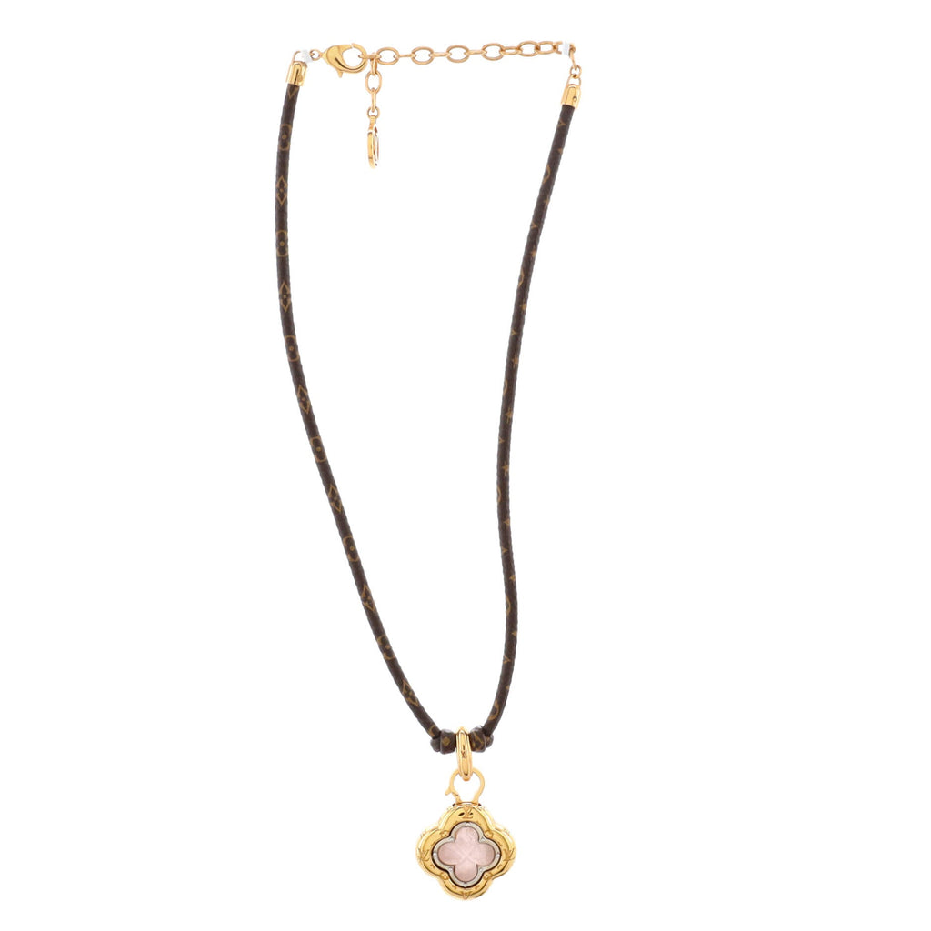 Code Choker Necklace Metal and Monogram Canvas with Quartz