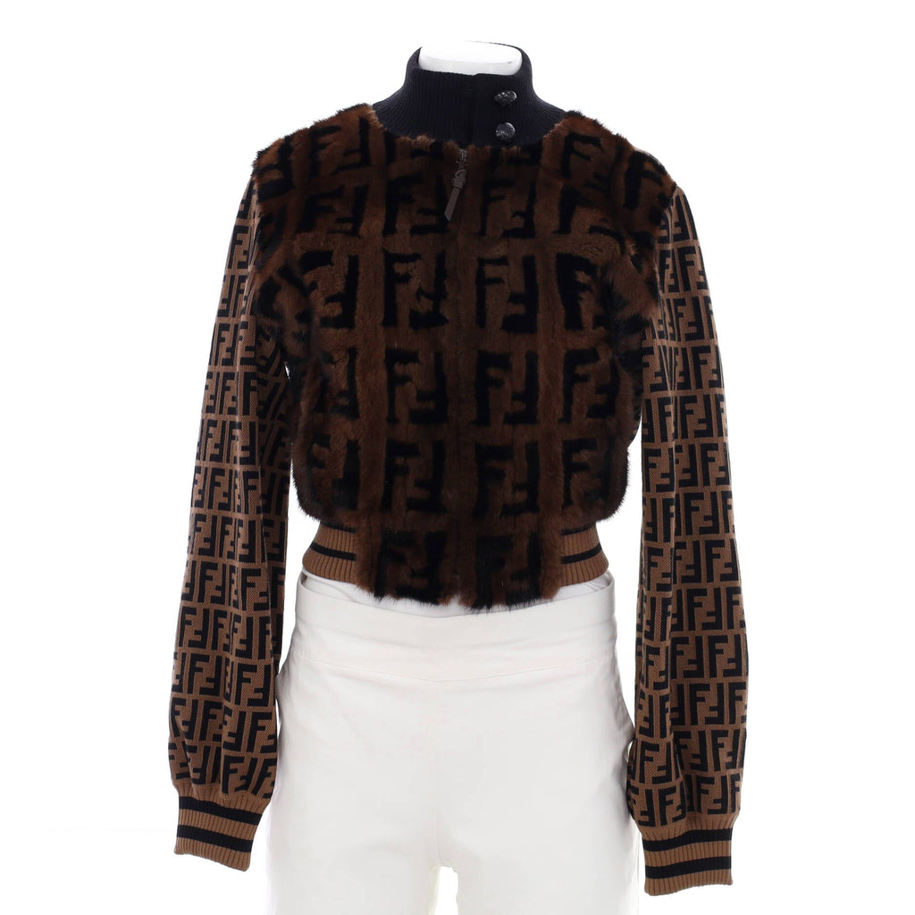 Women's Bomber Jacket Zucca Jacquard and Mink Fur