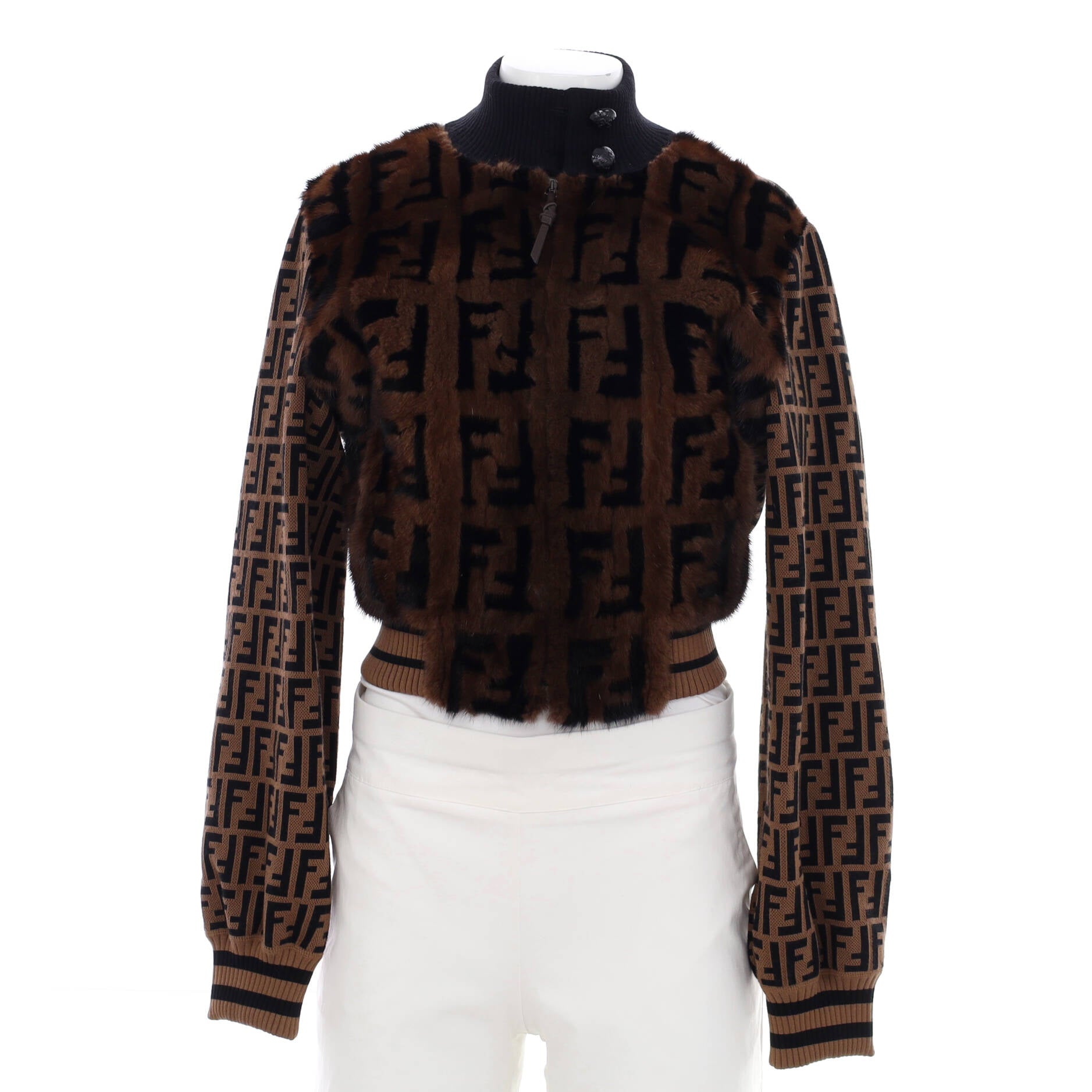 Women's Bomber Jacket Zucca Jacquard and Mink Fur