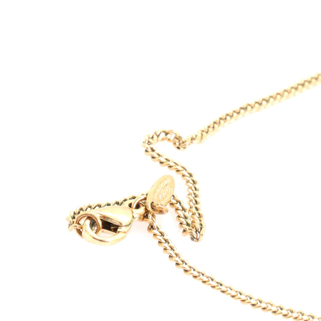 CC Pendant Chain Necklace Metal with Faux Pearl