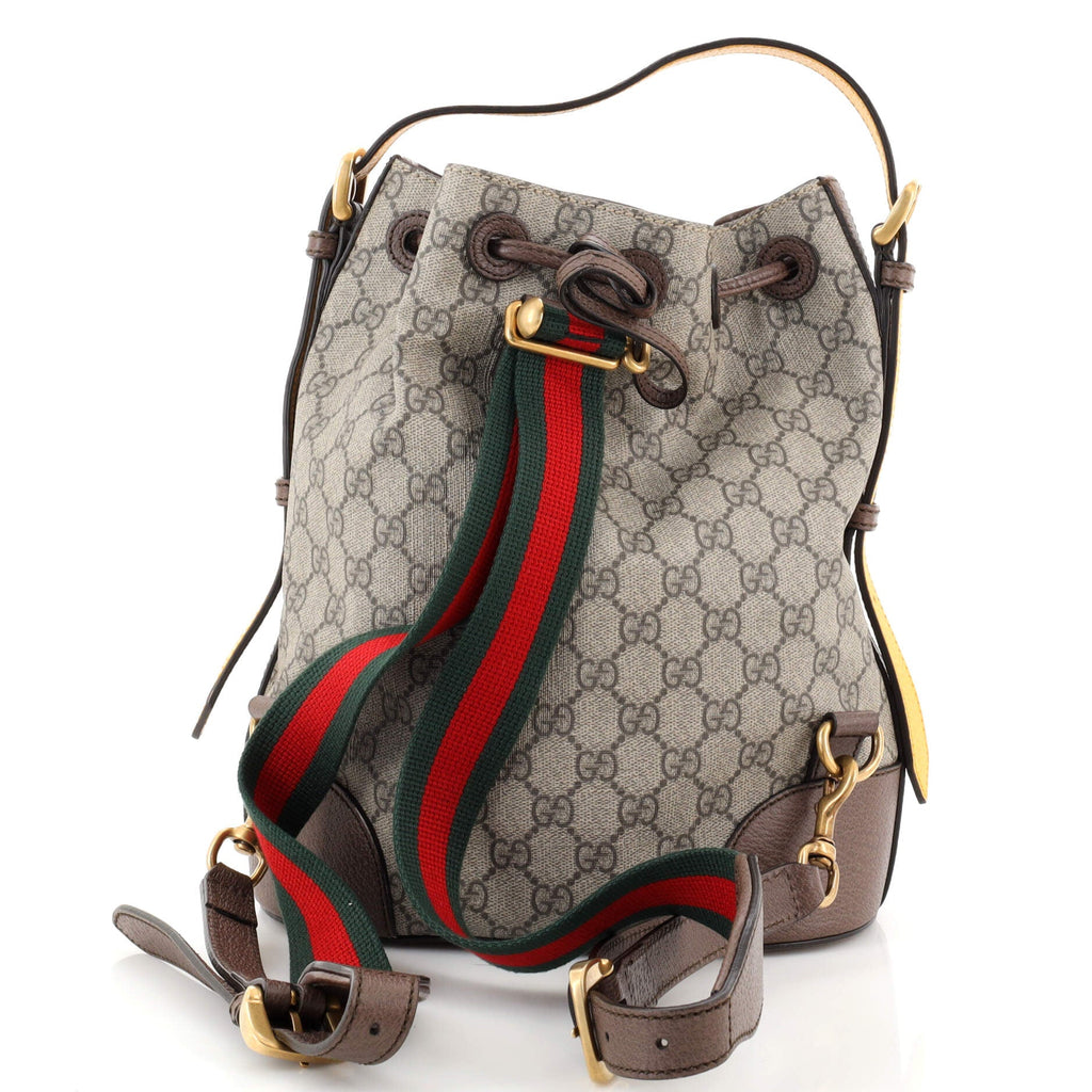 Neo Vintage Drawstring Bucket Backpack GG Coated Canvas Mini
