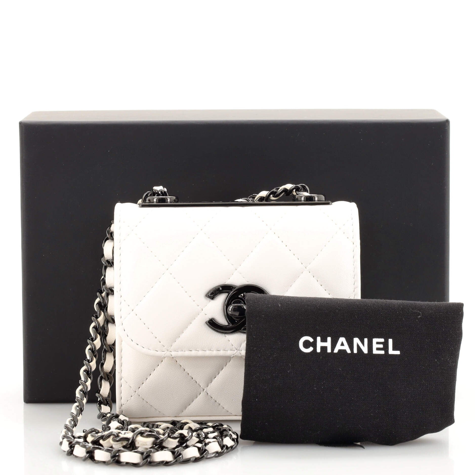 Trendy CC Clutch with Chain Quilted Lambskin Small